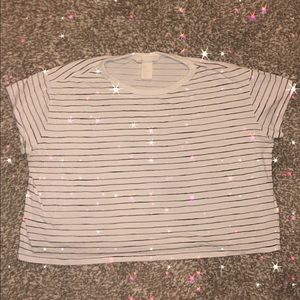 ✨white crop top with small black stripes✨